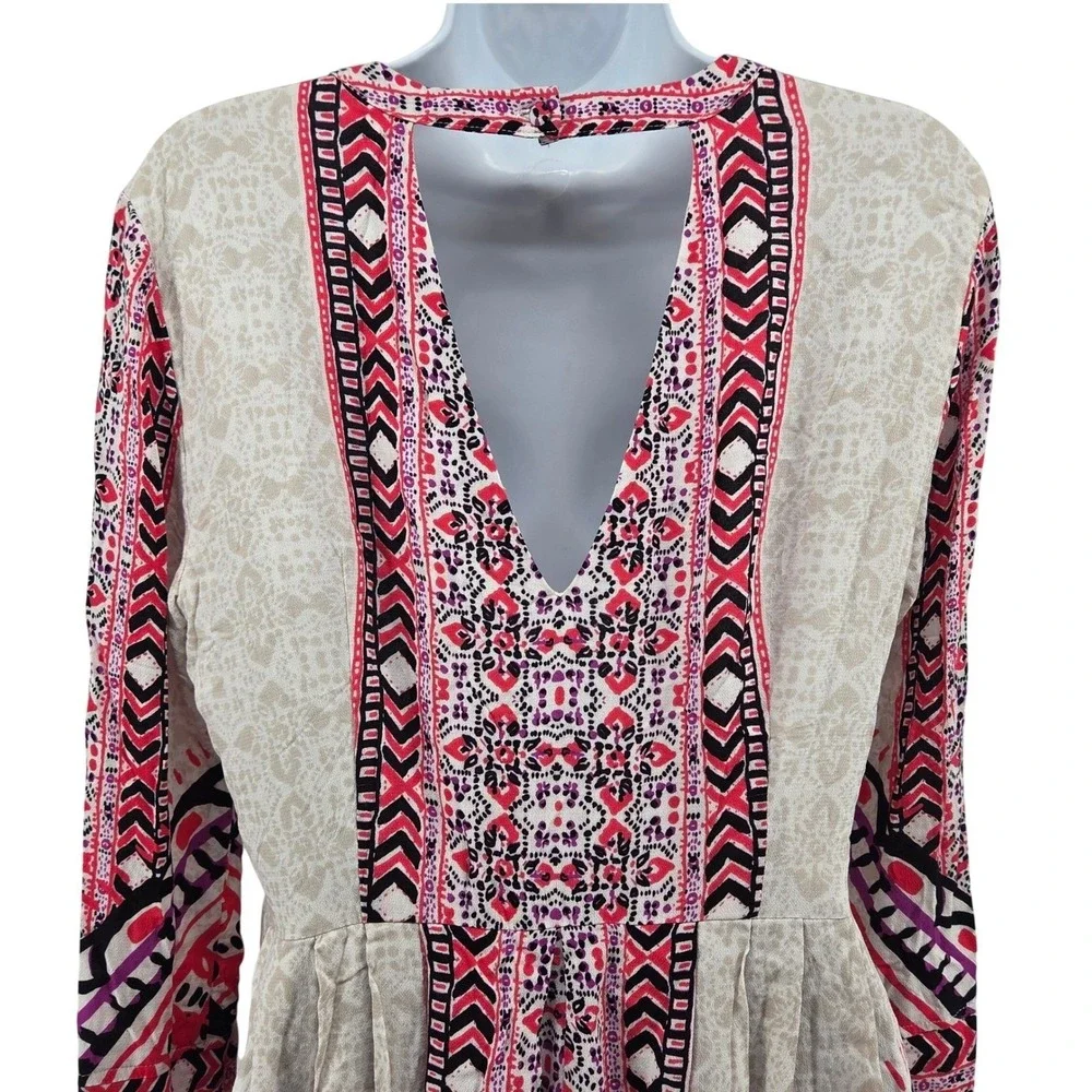 Free People Tegan Border Print‎ Mini Dress Boho Festival Indie Flowy 10